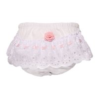 FP16-P: White/Pink Cotton Frilly Pants (NB-18 Months)